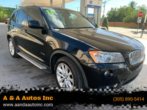 2013 BMW X3 for sale at A & A Autos Inc in Homestead FL