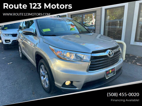 2015 Toyota Highlander for sale at Route 123 Motors in Norton MA