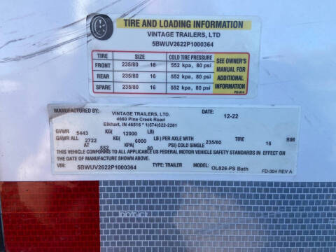 2023 Vintage Trailer  OL826-PS BATH