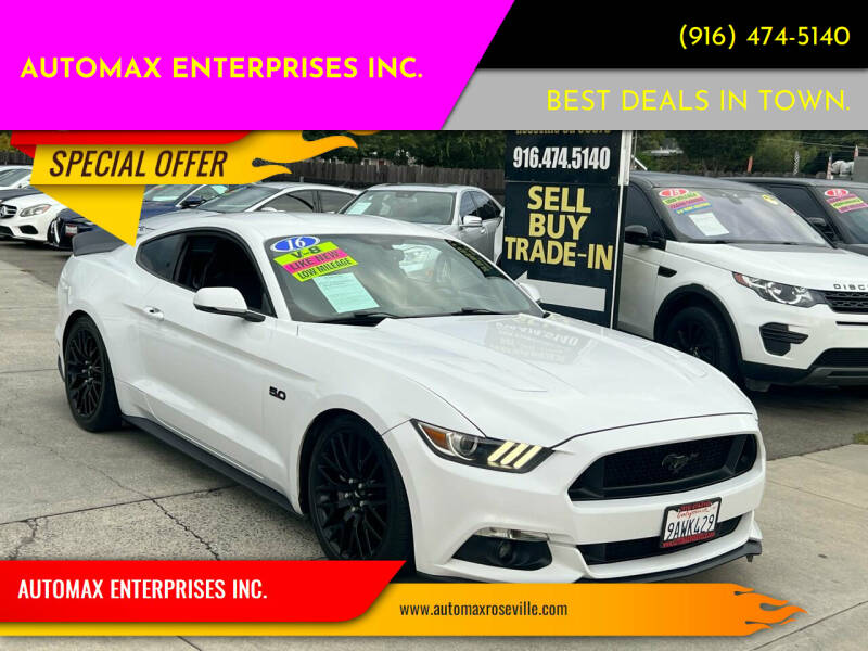 2016 Ford Mustang for sale at AUTOMAX ENTERPRISES INC. in Roseville CA