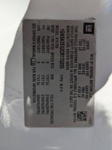 2012 Chevrolet Tahoe Special Service