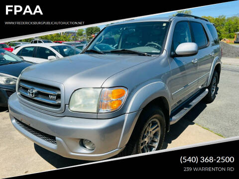 2003 Toyota Sequoia for sale at FPAA in Fredericksburg VA