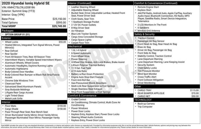 2020 Hyundai Ioniq Hybrid SE