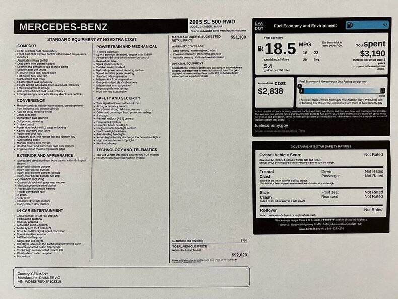 2005 Mercedes-Benz SL-Class SL 500