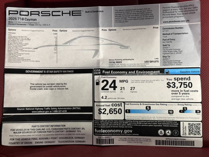 2025 Porsche 718 Cayman