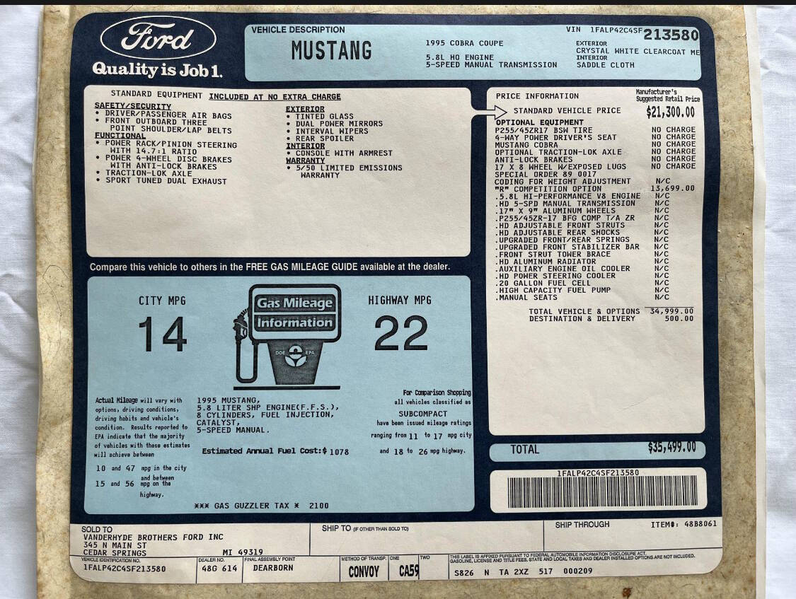 1995 Ford Mustang SVT Cobra 8
