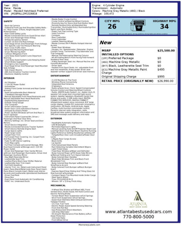 2021 Mazda Mazda3 Hatchback Preferred