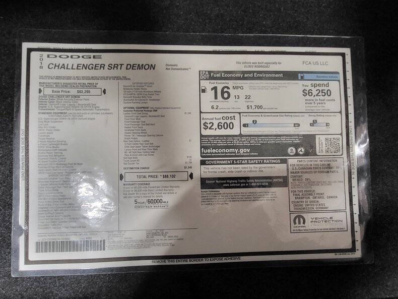 2018 Dodge Challenger SRT Demon