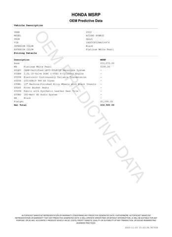 2022 Honda Accord Hybrid Sport