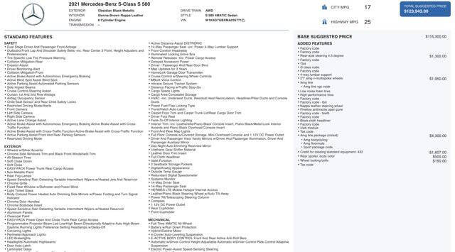 2021 Mercedes-Benz S-Class S 580 4MATIC