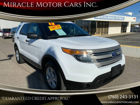 2013 Ford Explorer for sale at Miracle Motor Cars Inc. in Victorville CA