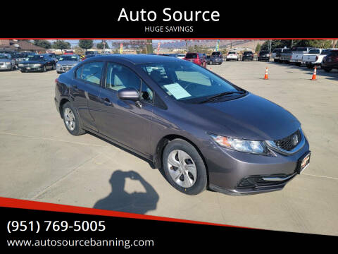 2015 Honda Civic for sale at Auto Source in Banning CA