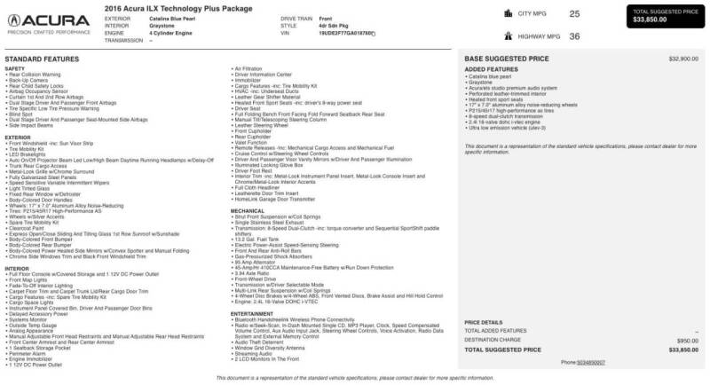 2016 Acura ILX w/Tech