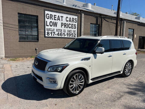 2015 Infiniti QX80 for sale at BARCLAY MOTOR COMPANY in Arlington TX