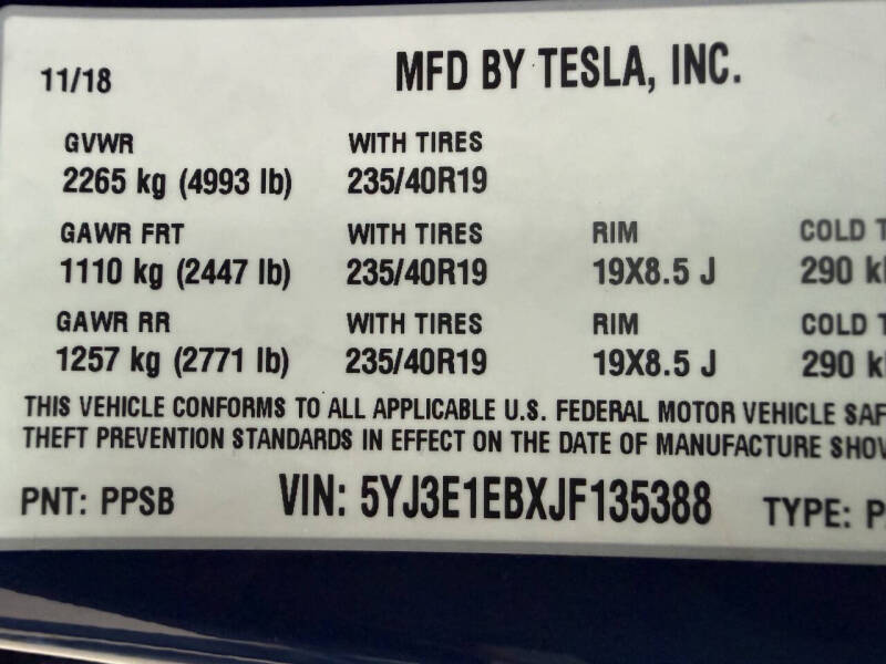 2018 Tesla Model 3 Long Range