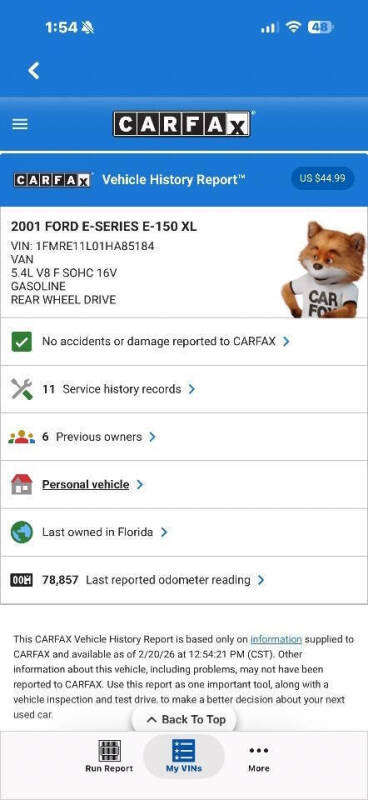 2001 Ford E-Series E-150 XL