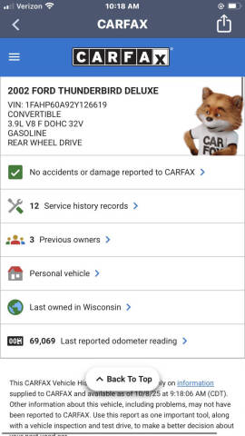 2002 Ford Thunderbird Deluxe