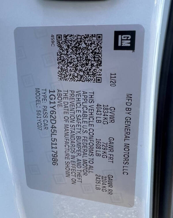 2020 Chevrolet Corvette Stingray