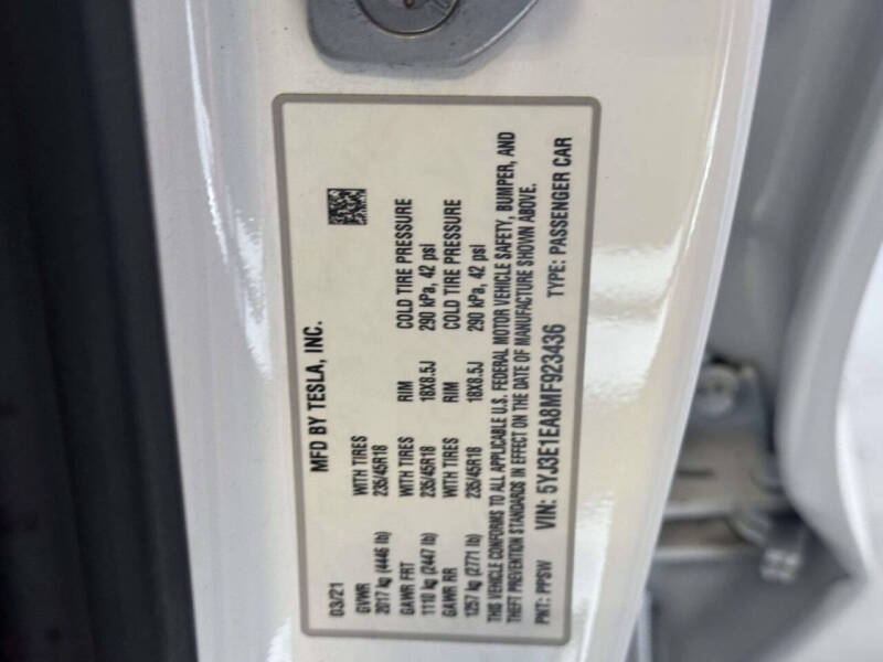 2021 Tesla Model 3 Standard Range Plus