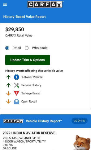 2022 Lincoln Aviator Reserve