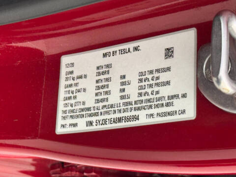 2021 Tesla Model 3 Standard Range Plus