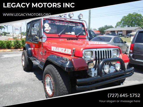 1990 Jeep Wrangler for sale at LEGACY MOTORS INC in New Port Richey FL