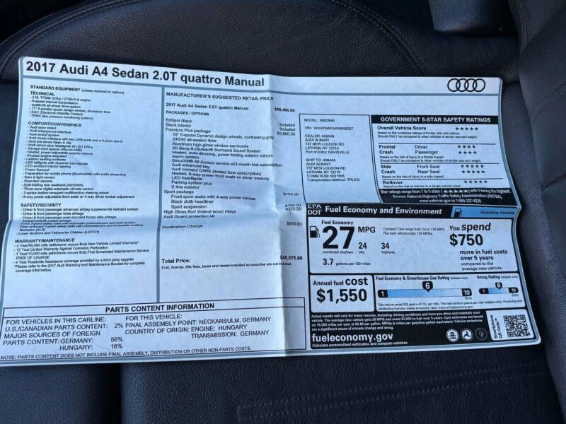 2017 Audi A4 2.0T quattro Premium Plus