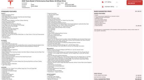 2020 Tesla Model S Performance