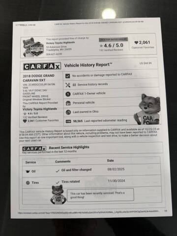 2018 Dodge Grand Caravan SXT