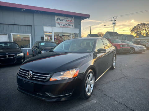 2013 Volkswagen Passat for sale at AutoPro Virginia LLC in Virginia Beach VA