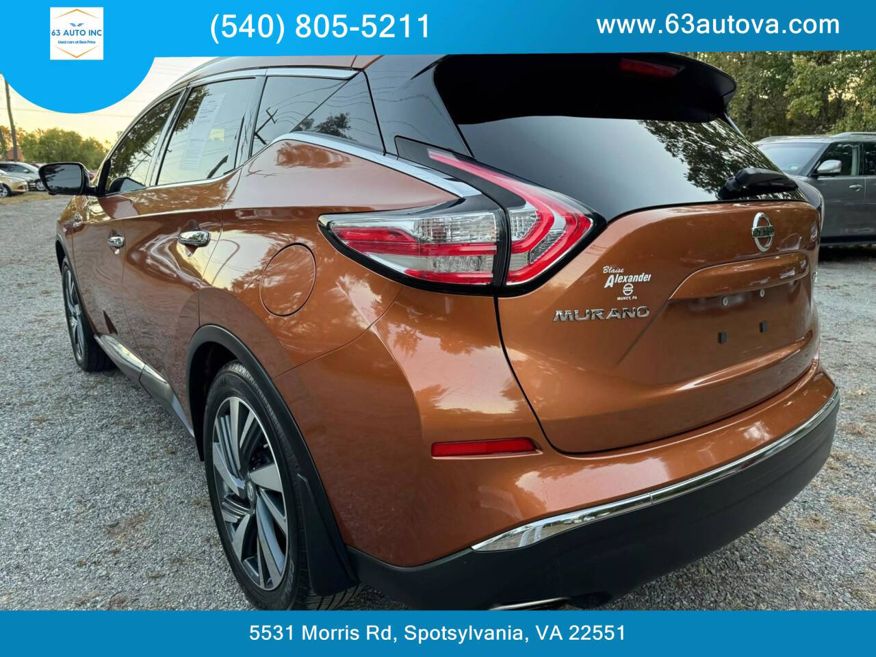 2015 Nissan Murano for sale at 63 Auto Inc in Spotsylvania, VA