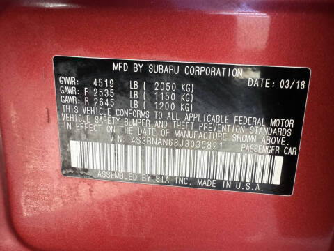 2018 Subaru Legacy 2.5i Limited