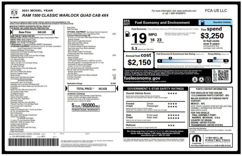 2021 RAM 1500 Classic Warlock
