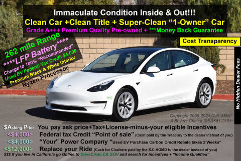 2022 Tesla Model 3 for sale at A Buyers Choice in Jurupa Valley CA