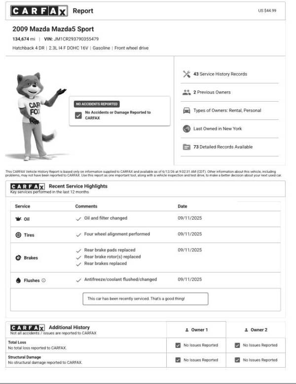 2009 Mazda MAZDA5 Sport