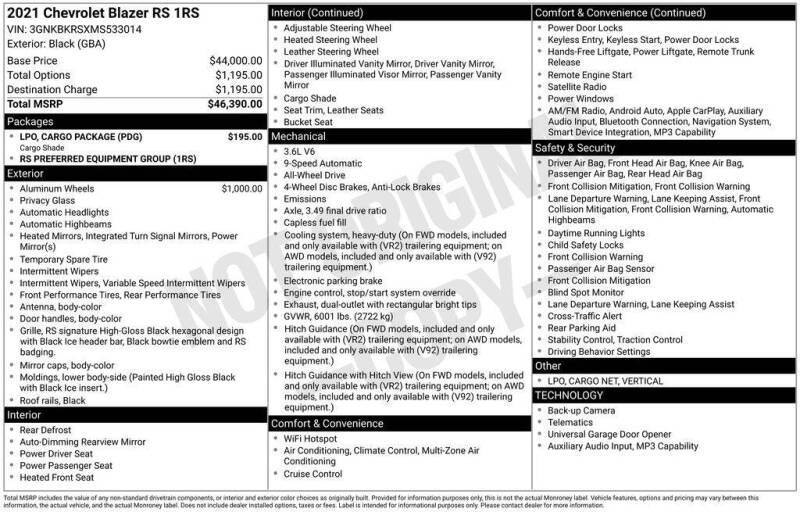 2021 Chevrolet Blazer RS