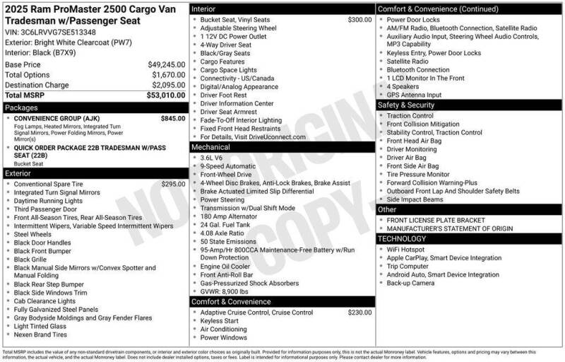 2025 RAM ProMaster