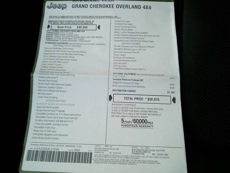 2018 Jeep Grand Cherokee Overland