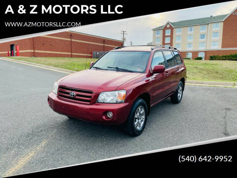 2007 Toyota Highlander for sale at A & Z MOTORS LLC in Fredericksburg VA