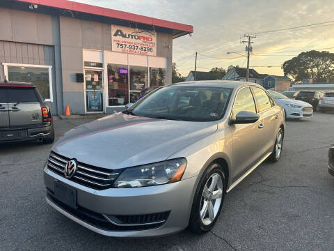 2012 Volkswagen Passat for sale at AutoPro Virginia LLC in Virginia Beach VA