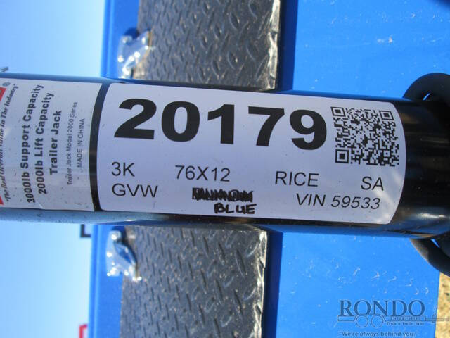 2026 Rice Trailers Single Axle Utility SST7612