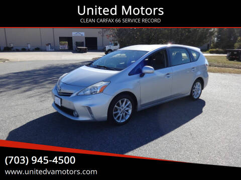 2012 Toyota Prius v for sale at United Motors in Fredericksburg VA