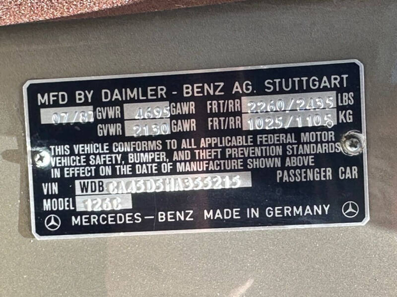 1987 Mercedes-Benz 560-Class 560 SEC