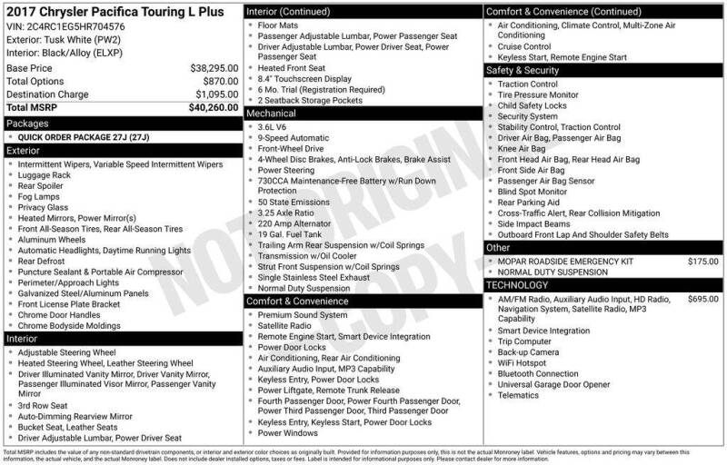 2017 Chrysler Pacifica Touring-L Plus