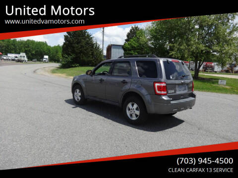 2011 Ford Escape for sale at United Motors in Fredericksburg VA