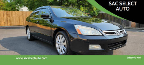 2007 Honda Accord for sale at SAC SELECT AUTO in Sacramento CA