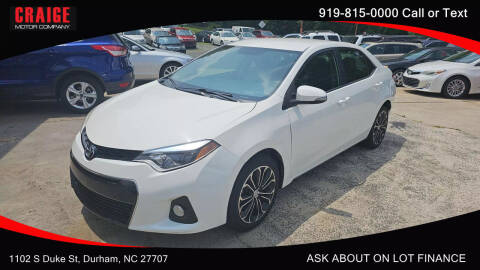 2016 Toyota Corolla for sale at CRAIGE MOTOR CO in Durham NC