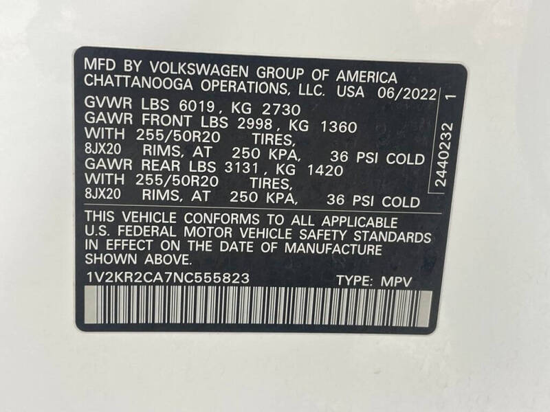 2022 Volkswagen Atlas V6 SE 4Motion