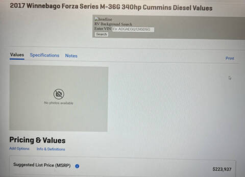 2017 Winnebago Forza 36G