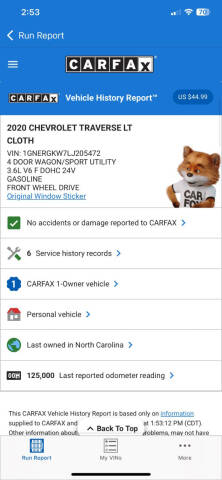 2020 Chevrolet Traverse LT Cloth